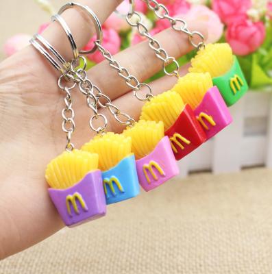 China R082 Creative Cute Casual/Sporty Mini Food Fries Pendant Car Key Ring Key Chain For Men And Women Key Ring Gifts for sale