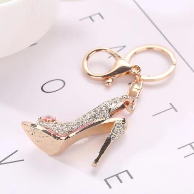 China R089 FASHIONABLE High Heel Shoe Rhinestone Crystal Purse Car Key Chain Alloy Bag Key Chain Decorative Keyring for sale