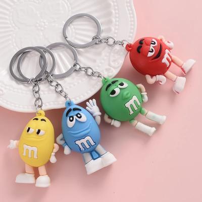 China Key Chain Accessories R121 M Colorful Bean Keychain Cute Wear A Hat Bean Key Holder Fashion Creative Spring Limb Decompression Key Ring for sale