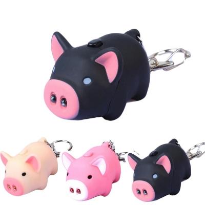 China Accessories R143 Mini Adorable Pig Keychain LED Cartoon Pig Keychain Luminous Luminous Keychain for sale