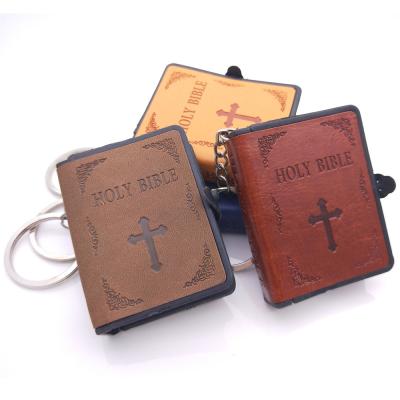 China Religious Promotional Gift Mini Bible Keychain Leather Pendant (English Version) Useful Hot Sale for sale