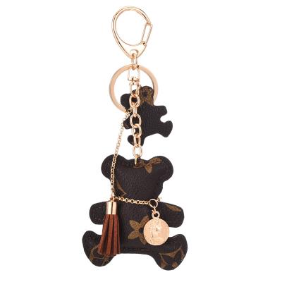 China z296 creative fashion personality bear key chain leather creative car key chain for men and women for sale