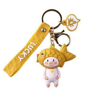 China L093 Taiyaki Cute Plastic Cat Doll Couples Car School Bag Japanese Piggy Key Pendant Taiyaki Key Chain for sale