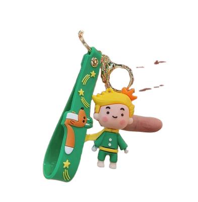 China Z123 Plastic Acrylic Trinket Props Small Prince Keychain Cartoon 3D Character Doll Pendant Keychains Bag Hanging Accessories for sale