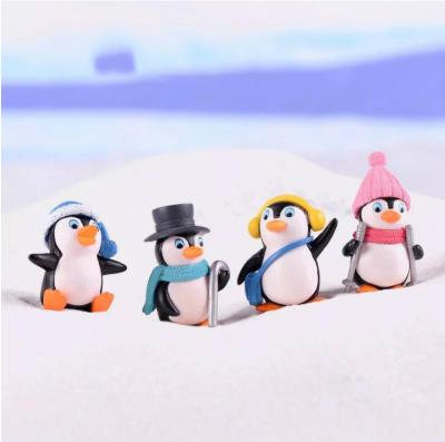 China Cute Animals Key Chain L187 Ski Penguin Cake Car Accessories Winter Small PVC Plastic Pendant for sale