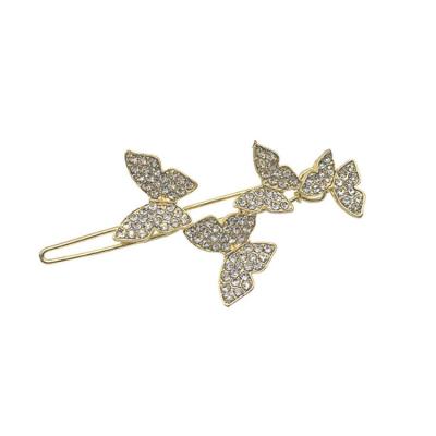 China New style L614 rhinestone hair clip platypus hair ornament pearl one word soft side clip back head wear hairpin female for sale