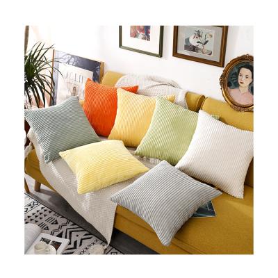 China Anti-Static Corduroy Luxury Solid Cushion Velvet Stripe Pillow Case Cover Cushion Decorative Pillow Covers Decorative Tiles for sale