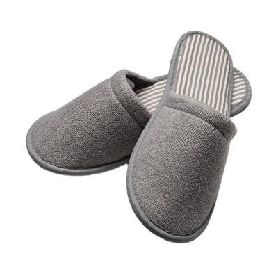 China Exquisite Disposable Hotel Amenities 2023 OEM Cheap Washable Disposable Hotel Terry Towel Slippers Anti-slip Slipper Plush Unisex Black Slippers Hotel for sale