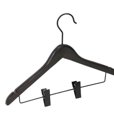 China Luxury Guest Guess 2023 Customized Luxury Hotel Black Color Clothes Hangers Customised Wooden Coat Hangers For Clothes for sale