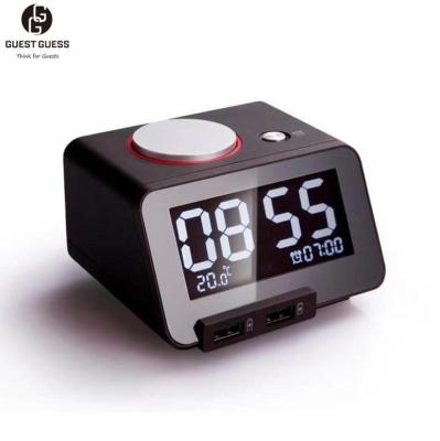 China Simple Function & Large LCD Guest Guess 2023 Hotel Sale Portable Mini Speaker With Alarm Clock Large Display Desk Led Digital Clock for sale