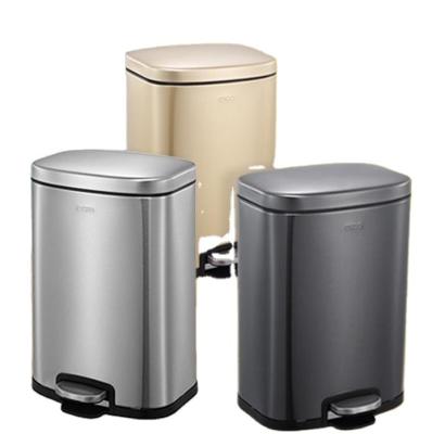 China Sustainable 2023 Hotel Use Rectangular Stylish 6L Stainless Steel Brushed Foot Pedal Stainless Steel Garbage Dustbins Indoor Kitchen for sale