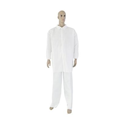 China With Knitted Cuff High Quality Wholesale Manufacturer With Button PP White Disposable Lab Coats for sale