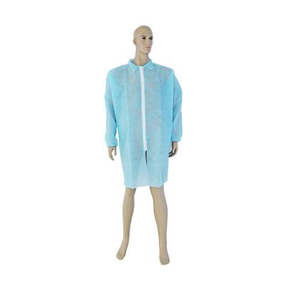 China With Cuff Factory Supply Non Woven Blue Nonwoven Disposable Doctor Lab Coat Long Sleeve Polypropylene Light Weight With Low Price for sale