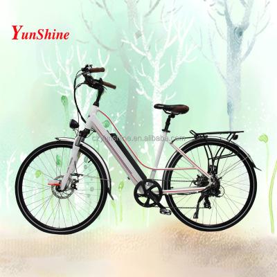 China Aluminum Alloy Country Woman , Suspension Fork Electric Motor Assisted Bicycle Rear Drive for sale