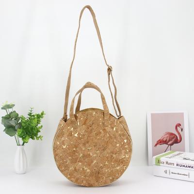 China Vegan Eco Cork Round Tote Bag Fashion Multifunctional Custom Reusable Leather Natural Shopping Bag for sale