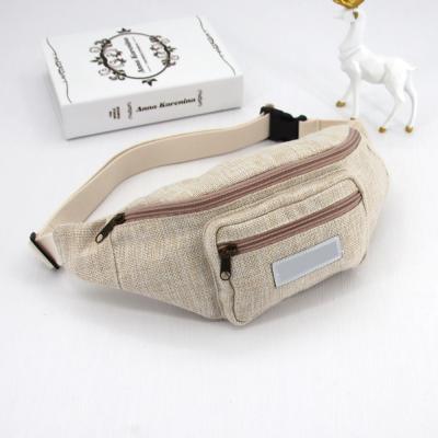 China Custom Logo Recycled Sling Cross Water Proof Sports Running Bag Natural Jute Fanny Pack Body Waist Bags for sale