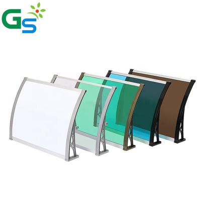 China OEM customized 60*100cm outdoor front door window rain canopy polycarbonate aluminum bracket awning for sale