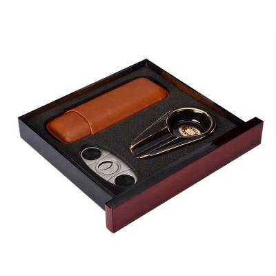 China Handmade Portable Cigar Accessories Cigar Cutter Stainless Steel Cutter Gift Sets For Travel for sale