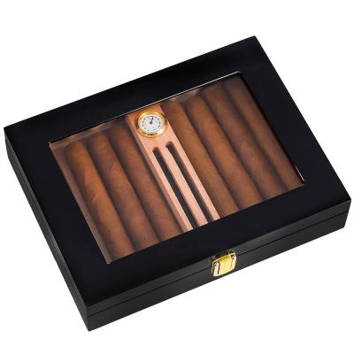 China Protect Cigar Grow Cigar Humidor Handmade Cigar Boxes Cedar Wood Cigar Humidor Box Spanish With Lock for sale