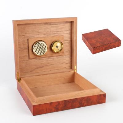 China Handmade Luxury Cigar Humidor Display Humidor Cigar Case Custom Packaging Wooden Box With Hygrometer for sale