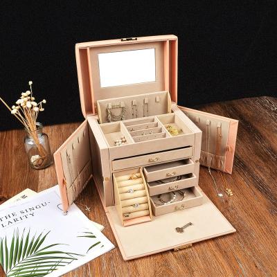 China Who respects the environment; High-end; Company ; Can use very long time; Amazon Best Sellers Environmental Logo Leather Jewelry Box Organizer Vintage Gift Cash Drawer Custom Jewelry Box for sale