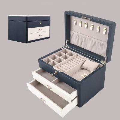 China Who respects the environment; High-end; Company ; Can use very long time; Winter Environmental Style FUREN Leather 3 Layer Jewelry Boxes Gift For 2 Drawer Jewelry Set Box for sale