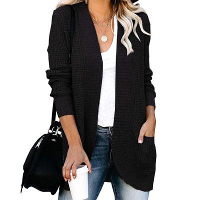 China 2021 new autumn and winter women's clothing large bow placket pocket cardigan breathable casual sweater for sale