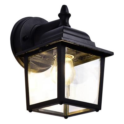 China Vintage Nordic European Modern Outdoor Style Tempered Glass Outdoor Garden Light Fixture Led Wall Lamps AC Black Aluminum Tempered Glass for sale