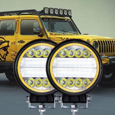 China 2021 new design 72w offroad round LED work vehicle light bar with yellow drl aperture work lamp for sale