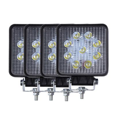 China DC10V 48V IP65 4inch 27W Offroad Waterproof Vehicles Square LED Work Light for Agriculture Machine Tractor Planter Harvester for sale