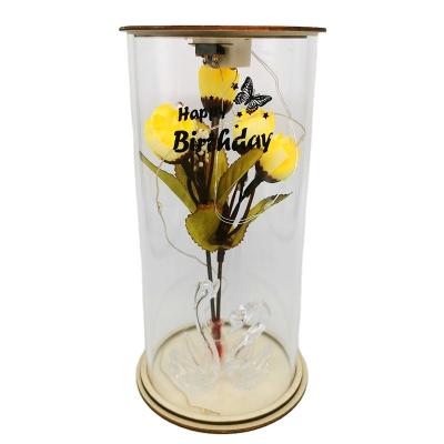 China Chinese Gift Good Quality New Year Bouquet Glass Bottle Graduation Gift Home Furnishing Decoration Wishing Bottle for sale