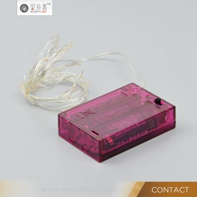 China Can Be Pink Customized Different Modes 3*AA Battery Box Lamp Flashing Battery Operated Case Led Fairy String Lights for sale