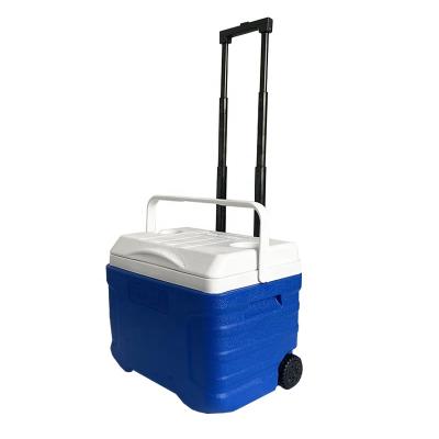 China Waterproof Portable Fresh Medicine Storage Box Cool Medicine Box Picnic Refrigerator Cold Storage Incubator Trolley 20L Box With Wheels for sale