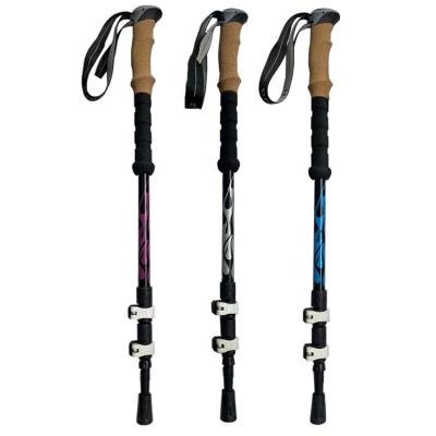 China Outdoor Camping Hiking Tracking 3 Section Custom Telescopic Aluminum Hiking Hiking Poles Trekking Poles for sale