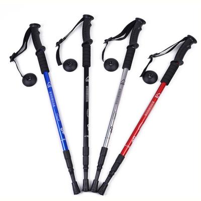 China Outdoor Camping Raising Manufacturers Trekking Poles Telescopic Folding Handle 3 Section Straight Walking Stick Raising Crutches Walking Stick for sale