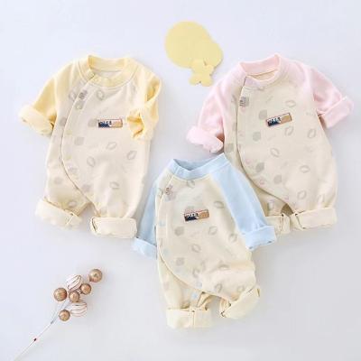 China New Spandex/Cotton Newborn Baby Creeper Creeper Embroidered Logo Autumn Plush & Spandex Baby Jumpsuit Spring Pajamas for sale