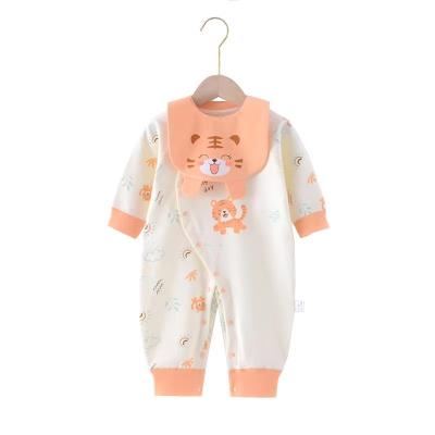 China 100% cotton baby jumpsuit style new born long pajamas male newborn and autumn cotton sleeve and female baby crawling clothes for sale