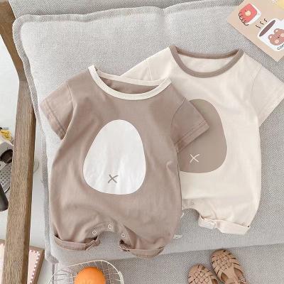 China Competitive Price 100% Cotton Newborn Pet Wrap Clothes 0-2 Years Summer Contrast Color Jumpsuit Baby Clothes for sale