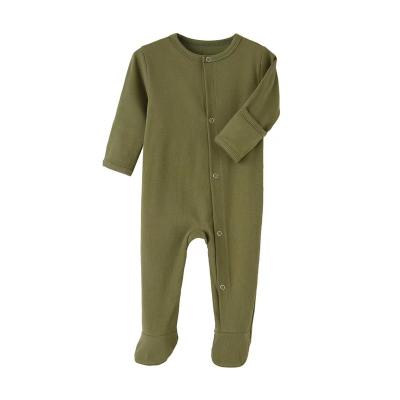 China Good Quality 100% Cotton Breathable Baby Romper Competitive Price Organic Baby Pajamas For Baby Winter Rib Long Sleeve Spring Overalls for sale