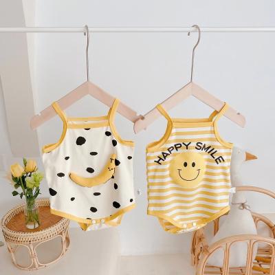 China Wholesale Cute Baby Breathable Summer Clothes 0-2 Years Old Thin Sleeveless Pet Wrap Suspender Baby Vest One-Piece for sale