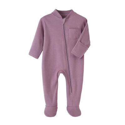 China Good Quality 100% Cotton Breathable Baby Romper Competitive Price Organic Baby Pajamas For Baby Winter Rib Long Sleeve Spring Overalls for sale