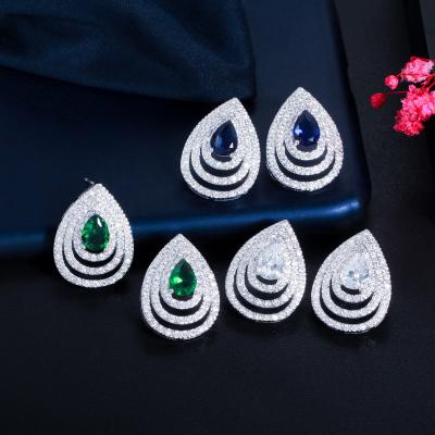 China Delicate Turtle Glitter Round Micro Pave Zircon Crystal Big Stud Earrings Green Blue For New Trendy Korean Women Jewelry for sale