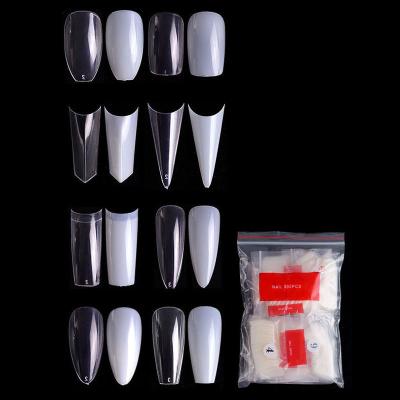 China 500pcs Clear Ballerina Wholesale 68 Flexible Types False Stiletto Nails Pointed Toe Natural French Coffin False Press On ABS Nails Tips for sale