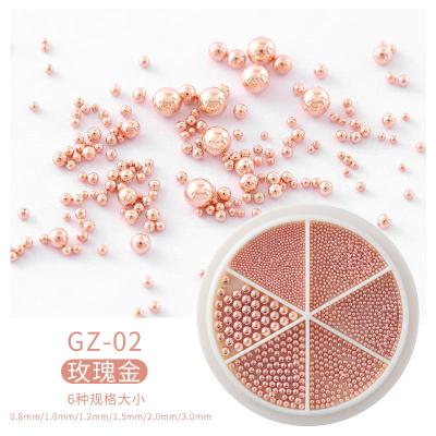 China Silver Rose Gold Steel Ball Various Mini Size 3d Metal Caviar Micro Beads For Nails for sale