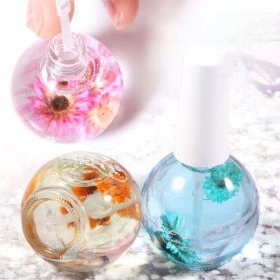 China Custom Ex-Prep Logo Transparent Travel Size Pink Flower Organic Natural Cuticle Care Nail Care Putting Nail Oil With Bottle for sale