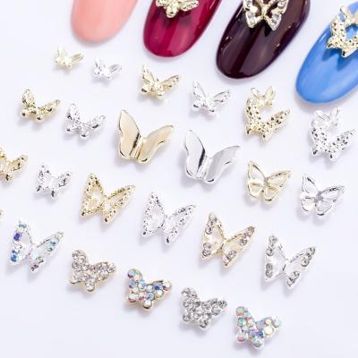 China Hot Sale Diy Alloy Butterfly Nail Art Design Rhinestones Nail Art Decorations Nail Art Beauty Salon Crystal Stones For 3d Charms Customize OEM for sale