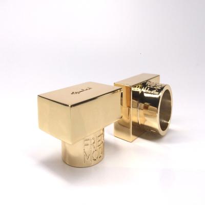 China Factory Wholesale Custom Perfume Capsule Square Zamac Gold Cube Zinc Alloy Perfume Cap for sale