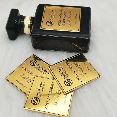 China PERFUME Perfume Label Design Metal Logo Perfume Bottle Labels Square Custom Perfume Bottle Labeling for sale