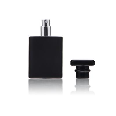 China Non Spill Wholesale Empty Matte Black 50ml Perfume Bottle Glass Perfume Bottles for sale