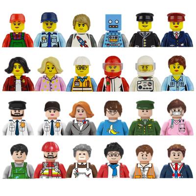 China DIY PLAY 3D Family Figures Set Building Blocks City Worker Firefighter Doctor Dolls Bricks Educational Toys For Kids Birthday Gift 8017 for sale